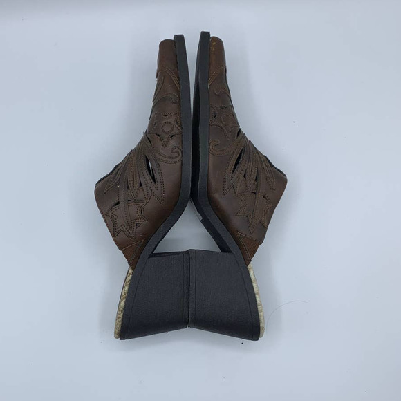 Hot Kiss Slip On Mules Leather Size 8.5 Cowgirl - Picture 11 of 12